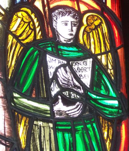 Im Anfang war das Wort und das Wort war bei Gott und Gott war das Wort Ausschnitt Kirchenfenster - Im Anfang