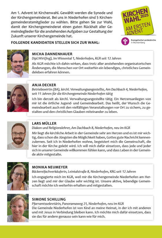 Kandidaten KGR Wahl 2025